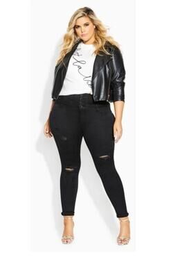 Chic Denim Women’s Asha Corset Skinny Ripped Jeans Black Stretch Plus 24S NWT